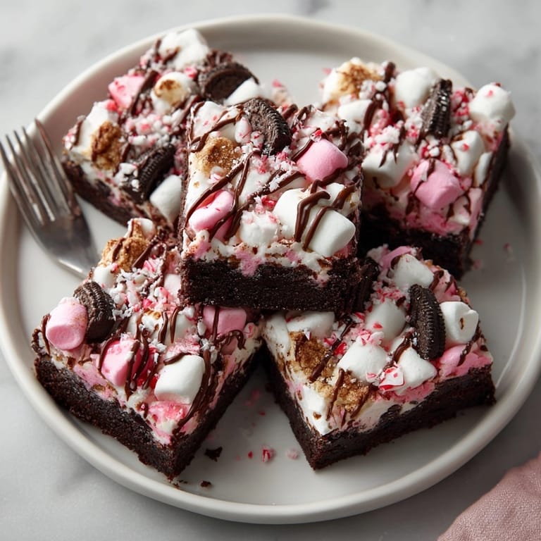 These chilled Chaos Peppermint Chocolate Cookie Rubble Bars glisten, offering a satisfying, sweet, minty bite.