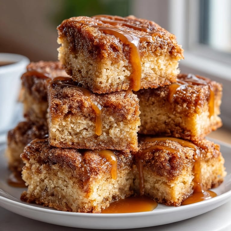 A close-up showing the delicious texture of warm Apple Cider Doughnut Chaos Blondies, baked to perfection.