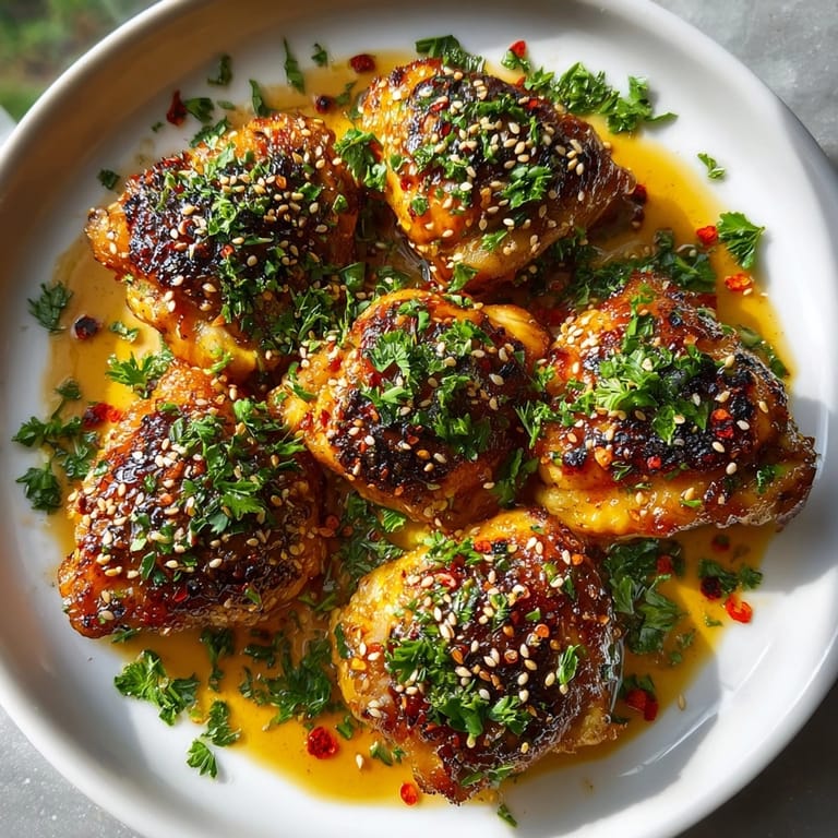 Close-up of juicy Honey Garlic Chicken Thighs coated in a rich, glossy sauce; a delicious weeknight meal.