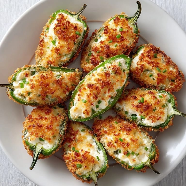 Party-ready Stuffed Cheese Jalapeño Poppers, served warm with a crunchy, spicy bite.