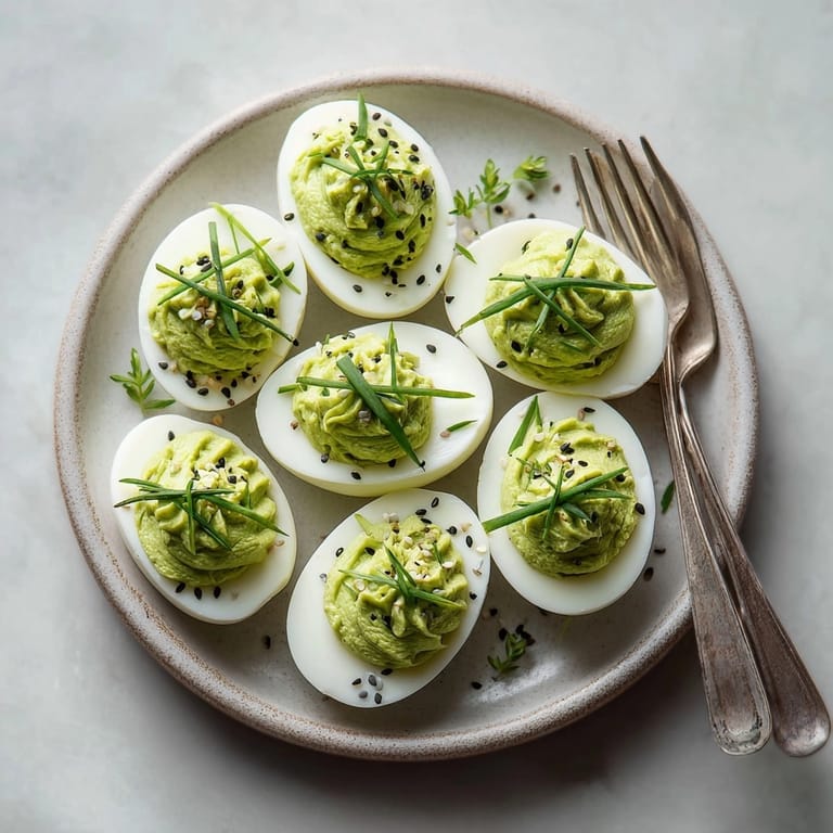 Homemade Ghastly Green Deviled Eggs recipe: perfect for Halloween, offering a flavorful kick.