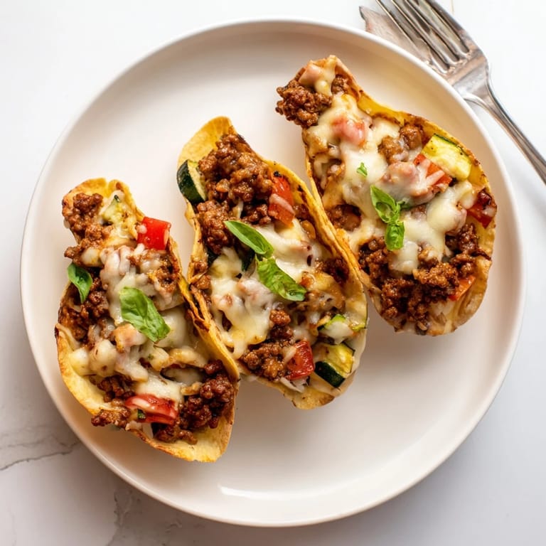 Delectable Lasagne Soup Nacho Boats filled with savory ingredients, ideal for family dinners.  
