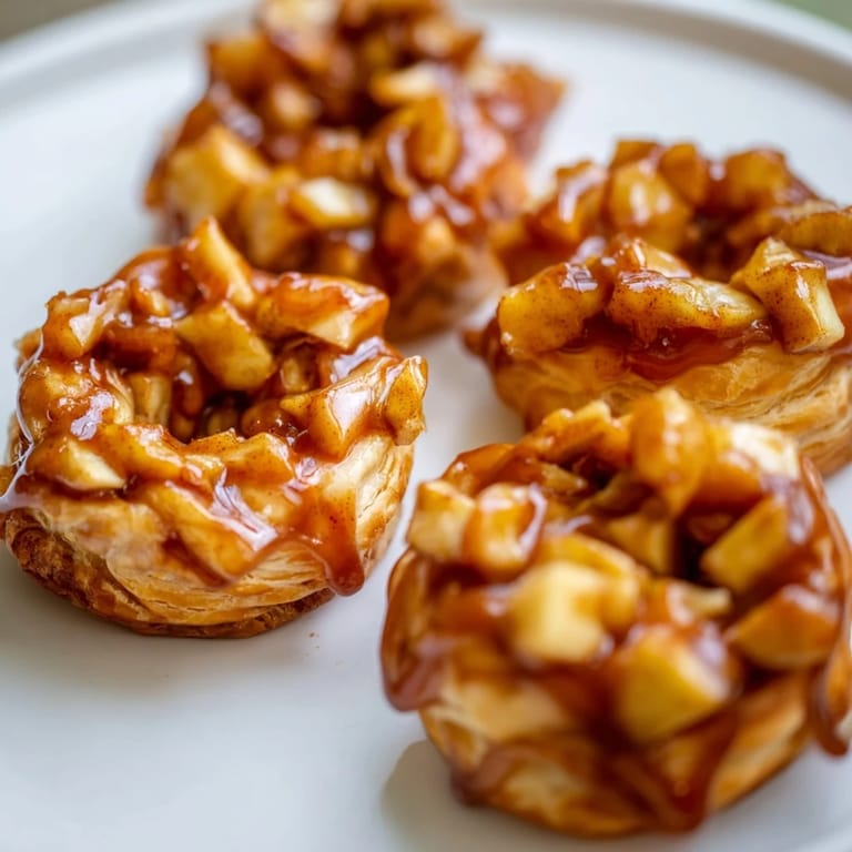 Delicious caramel apple puff pastry donuts, perfect for cozy autumn indulgence.  