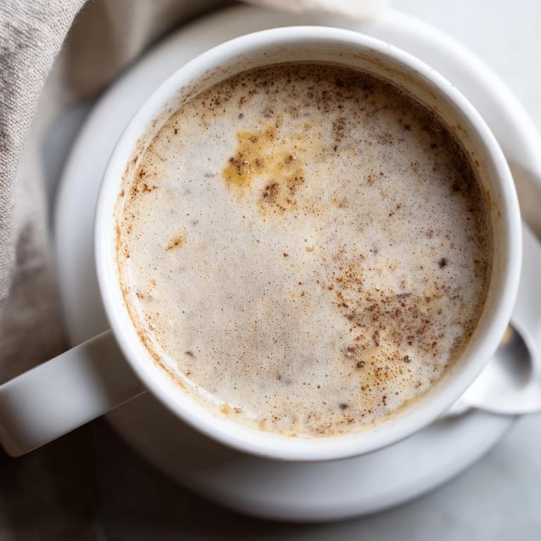 Creamy low-cost spiced chai latte topped with a frothy milk swirl and spices.  