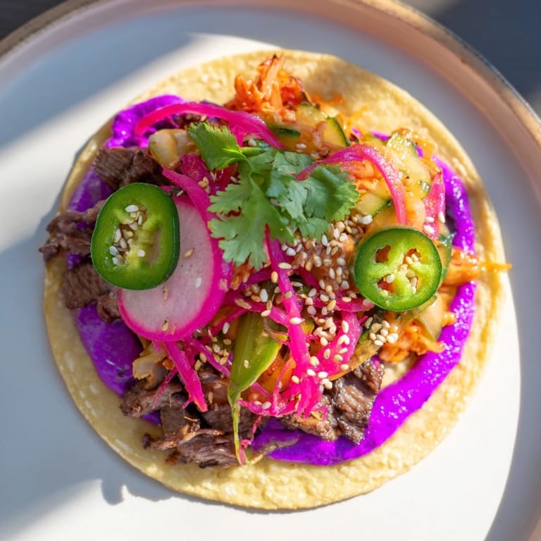 Delicious Global Street-Food Fusion Tacos & Bowls showcasing vibrant toppings and flavors.