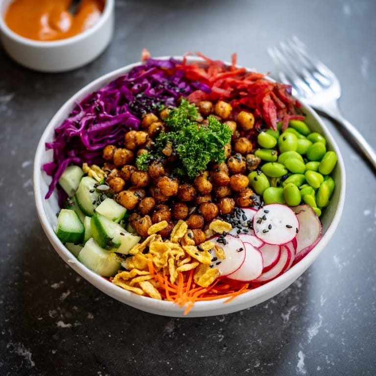 Vibrant ASMR Crunch Snack Bowls bursting with crunchy textures and fresh flavors.  