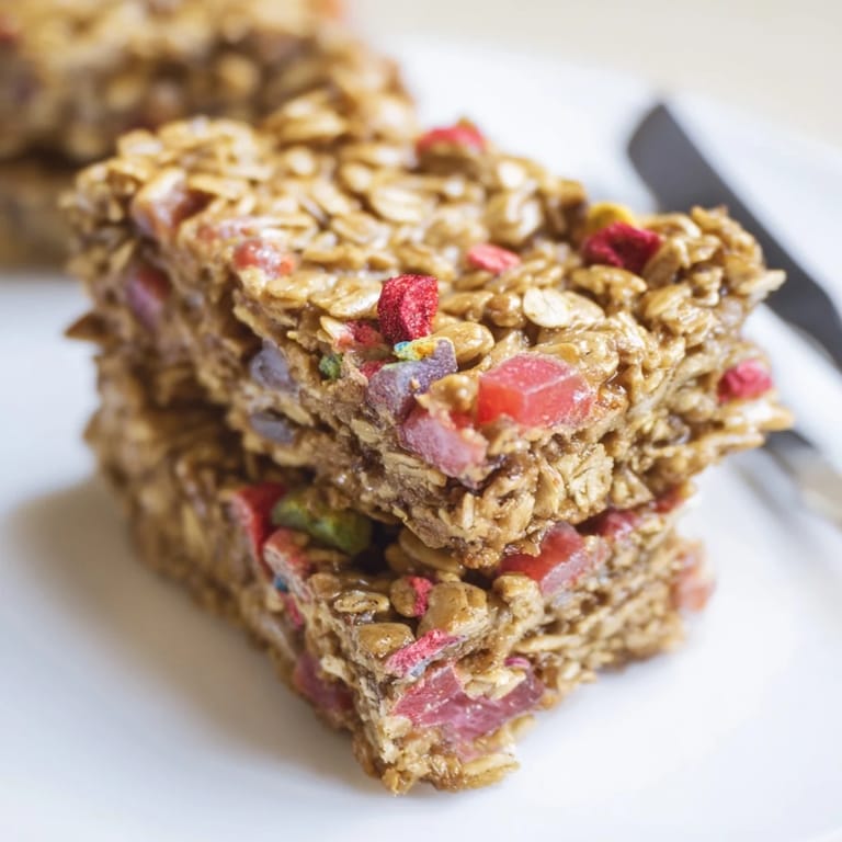 Homemade gummies add a fruity burst to these delicious snack bars for all ages.