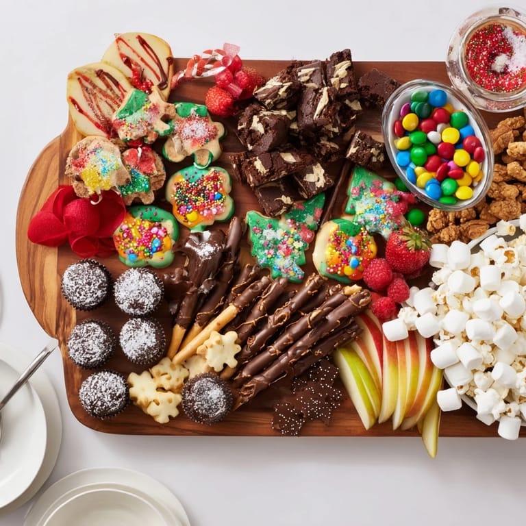 Festive dessert boards with sweet treats and fresh fruits for delightful party experiences.  