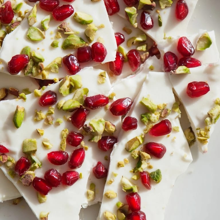 Homemade Frozen Yogurt Bark: a close-up of the beautiful pink and green dessert with a spoon.