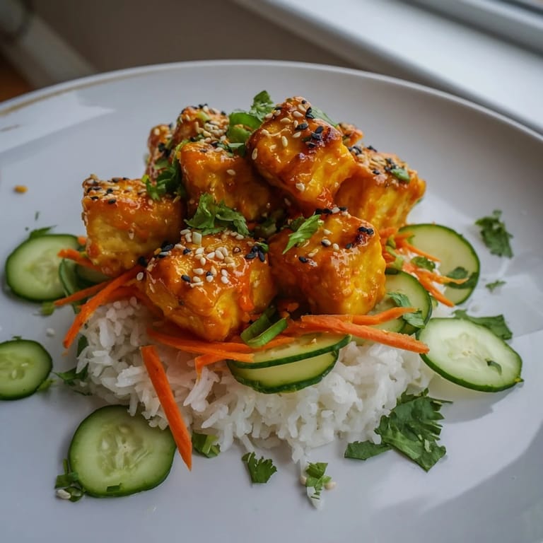 Imagine the aroma: Chili-Mayo Baked Tofu Bowls feature perfectly baked tofu, vibrant vegetables and a creamy sauce.