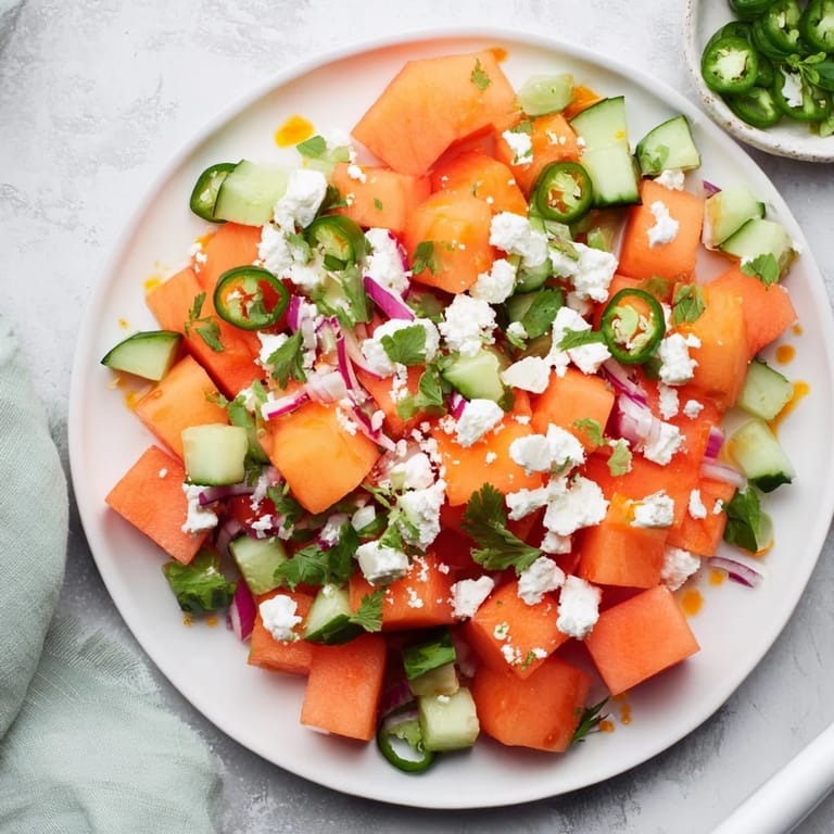 This vibrant Cucumber and Watermelon Hot Girl Salad offers a sweet, spicy, and tangy summer treat.