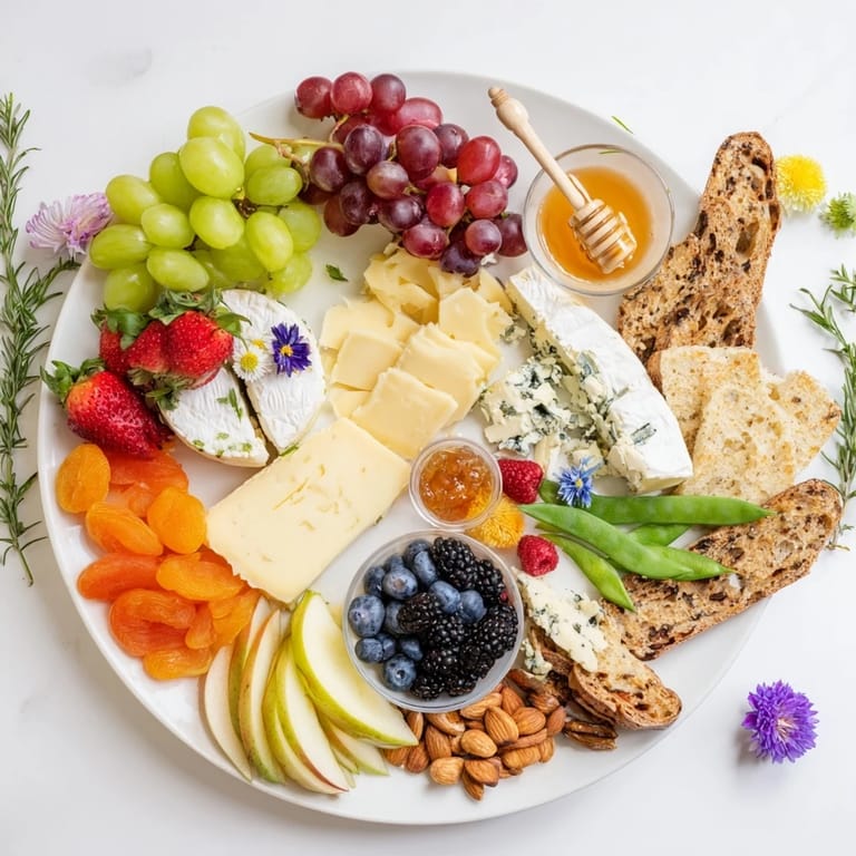 A beautiful Enchanted Forest Grazing Board with grapes, cheeses, and herbs creating a woodland-inspired presentation.