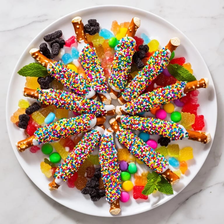 Colorful Magical Wand Candy Board, beautifully arranged on a platter, ready for a dessert party or movie night.