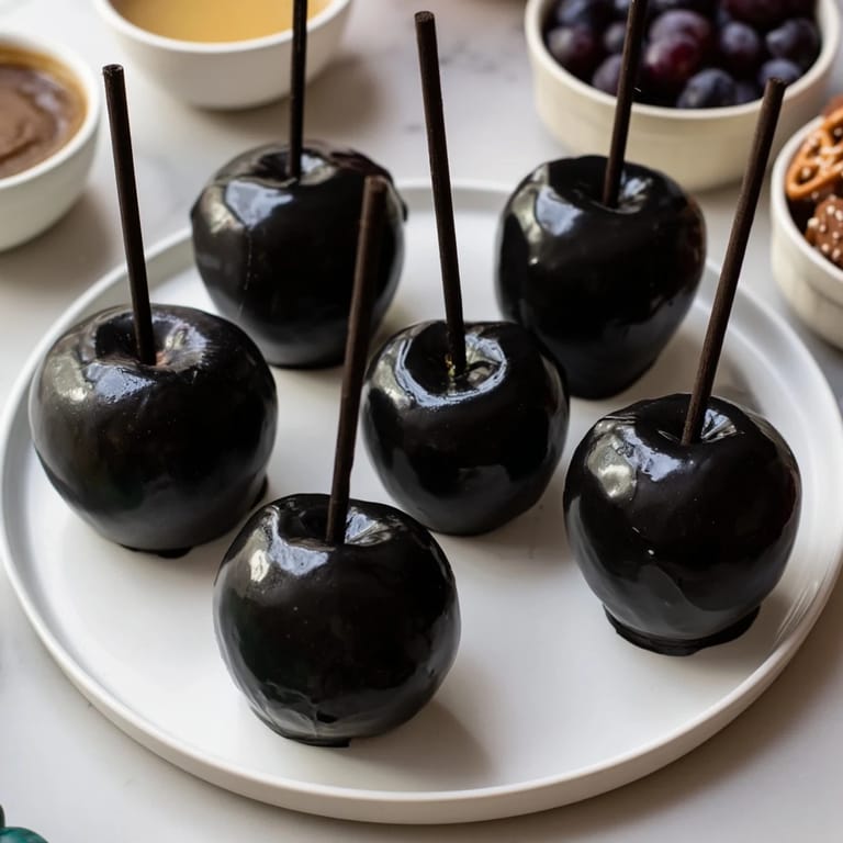 The tempting Poison Apple Halloween Treat Board: a Halloween dessert dreamscape with colorful candies and fresh grapes.