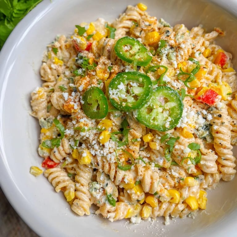 The delicious, cheesy, One-Pot Mexican Street Corn Pasta looks perfect for a quick dinner.