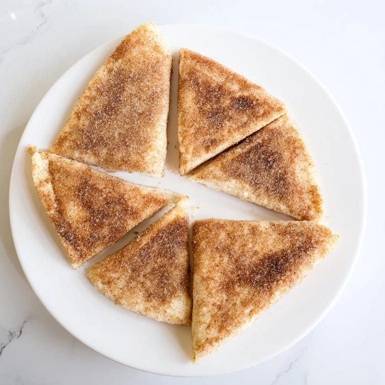 Close-up of air-fried cinnamon sugar tortilla chips, offering a perfect crunch with every bite.