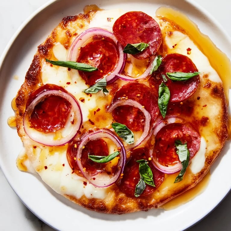 Sweet and spicy flavors combine in this mouthwatering Hot Honey Pepperoni Flatbread recipe, ready to eat.