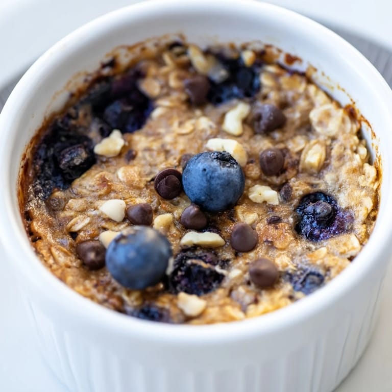 Warm, comforting image of fluffy Blueberry Baked Oats, perfect for a cozy breakfast experience.