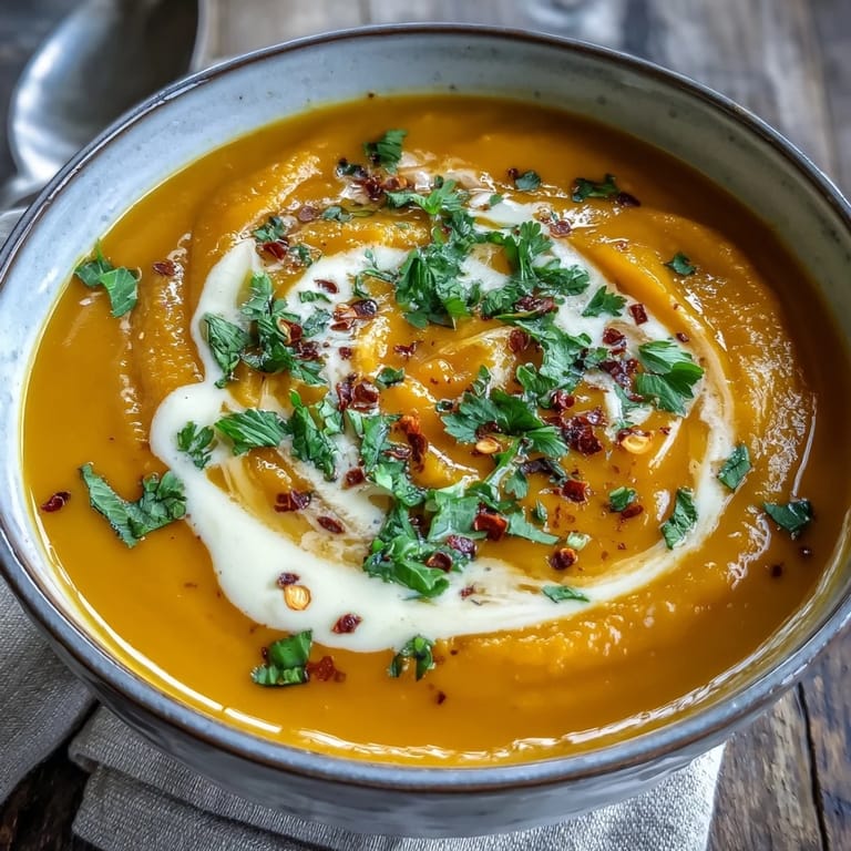 Vibrant Carrot and Lentil Soup in a rustic bowl, garnished with cilantro and a drizzle of yogurt.