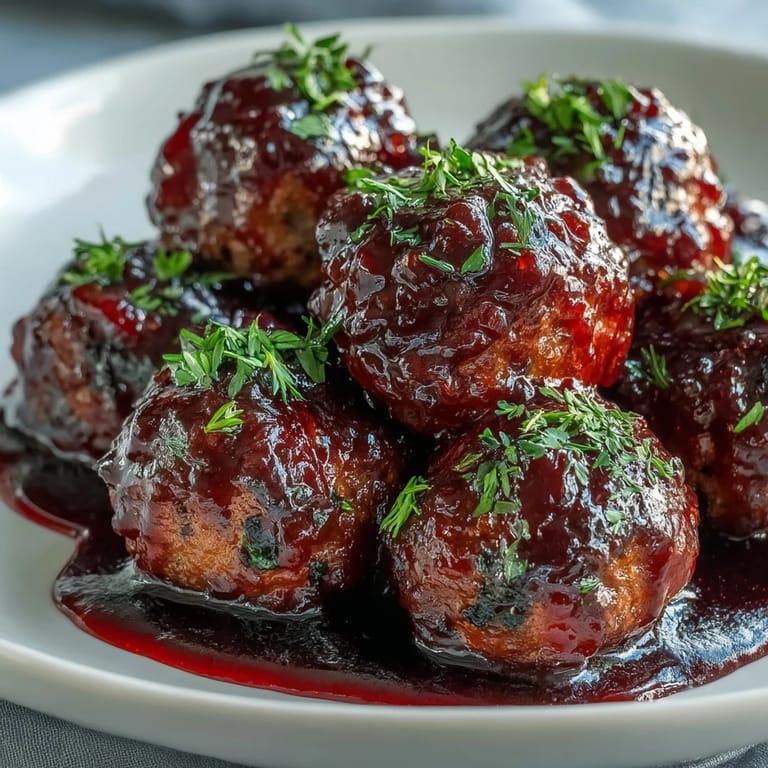 Tender grape jelly and chili sauce meatballs over fluffy rice, ideal for a quick weeknight dinner or game-day snack.