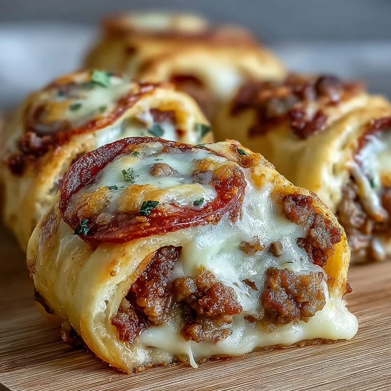 Plated Irresistible High Protein Pepperoni Pizza Rolls are served warm with a side of marinara for dipping.