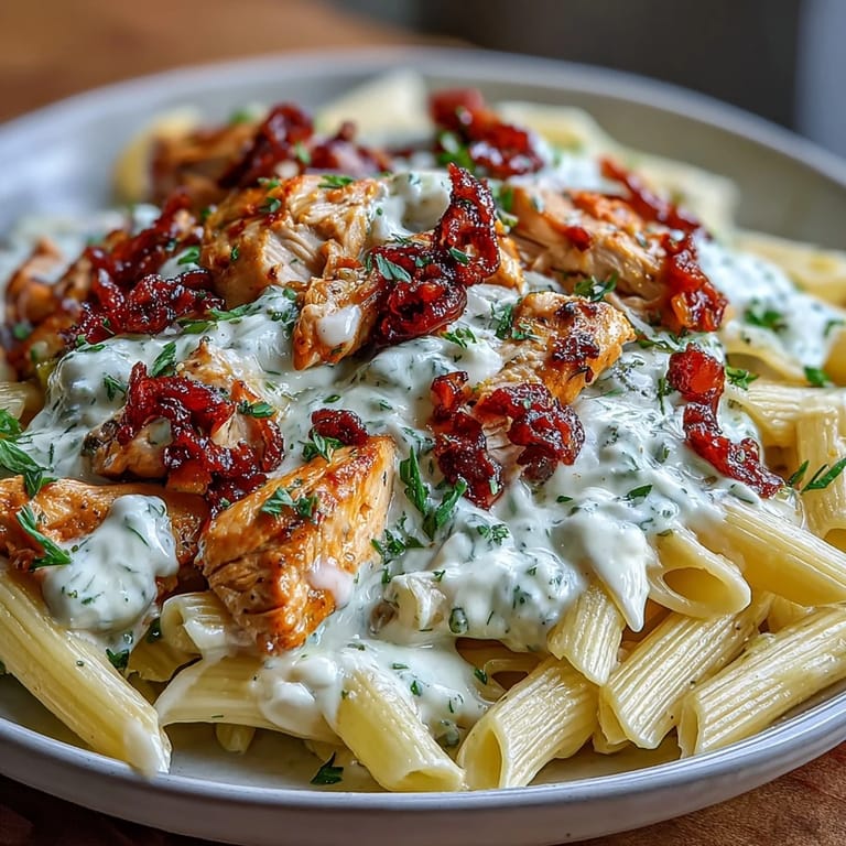 Comforting Mississippi Chicken Pasta with tender chicken, tangy peppers, and creamy Parmesan sauce, perfect for dinner.