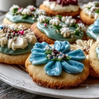 Vibrant flower-shaped shortbread cookies with pastel royal icing, perfect for spring celebrations.