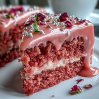 Beautifully frosted Bridal Shower Rosé Velvet Cake with delicate pink hue.